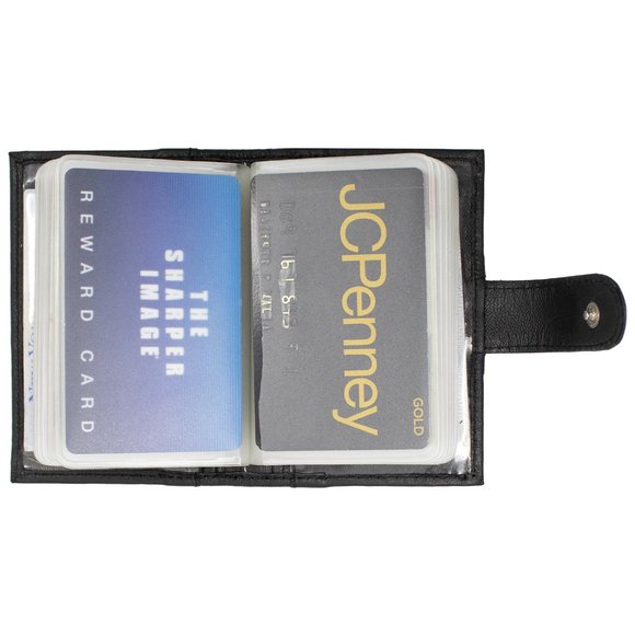 Genuine Leather Men Credit Card Holder, Black - Picture 5 of 11